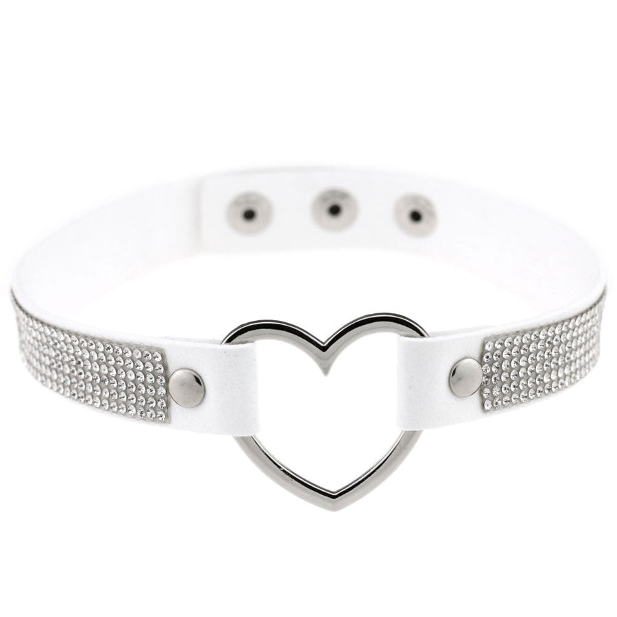 Rhinestone Heart Choker — Statement Harajuku Collar in 10