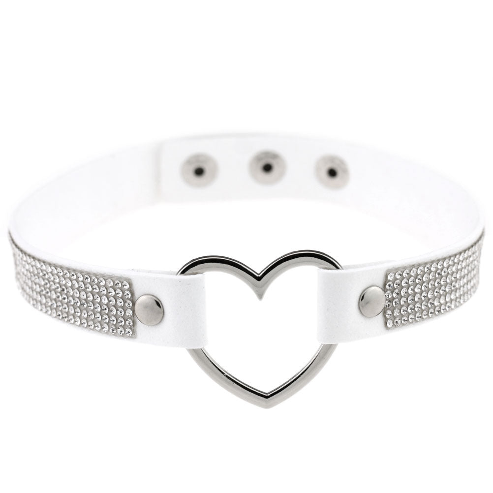 Rhinestone Heart Choker — Statement Harajuku Collar in 10