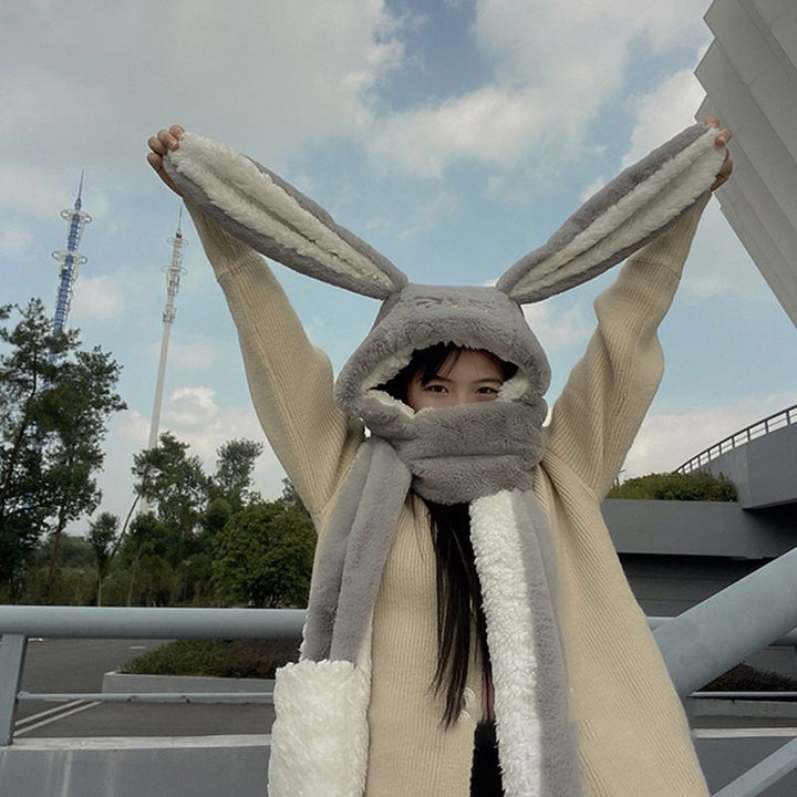 Bunny Ear Hooded Scarf Set — Cute 3‑in‑1 Winter Accessory