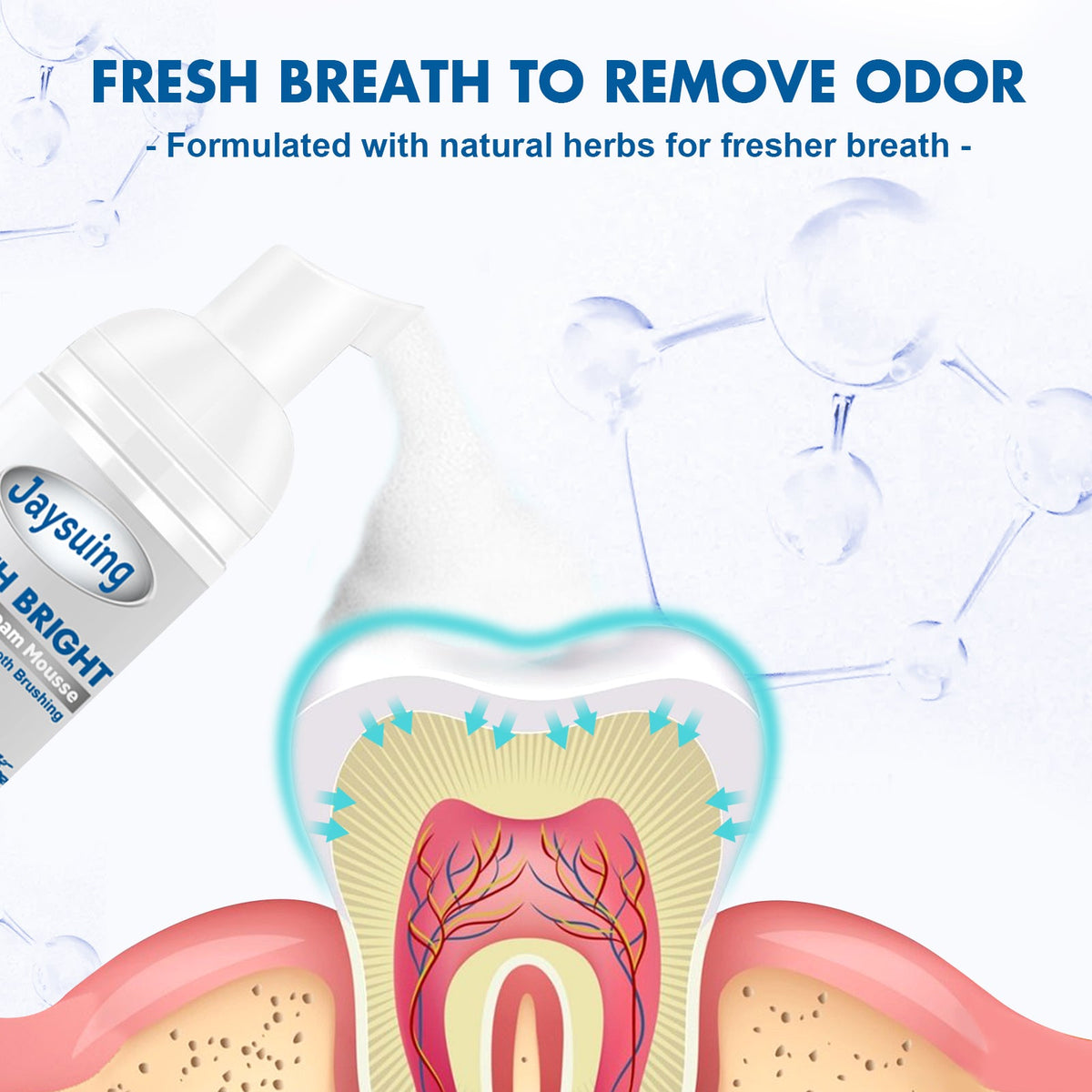 Whitening Mousse Toothpaste, Oral Cleaning Odor Tartar Teeth