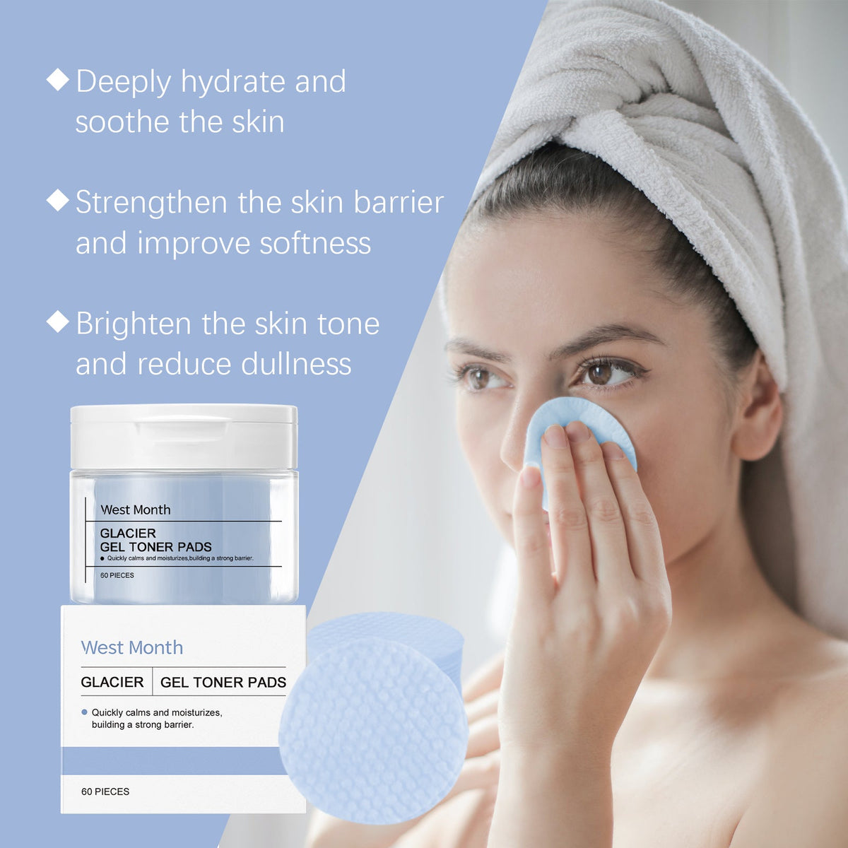 Sensitive Skin Toner Pads — Glacier Water Soothing & Repair