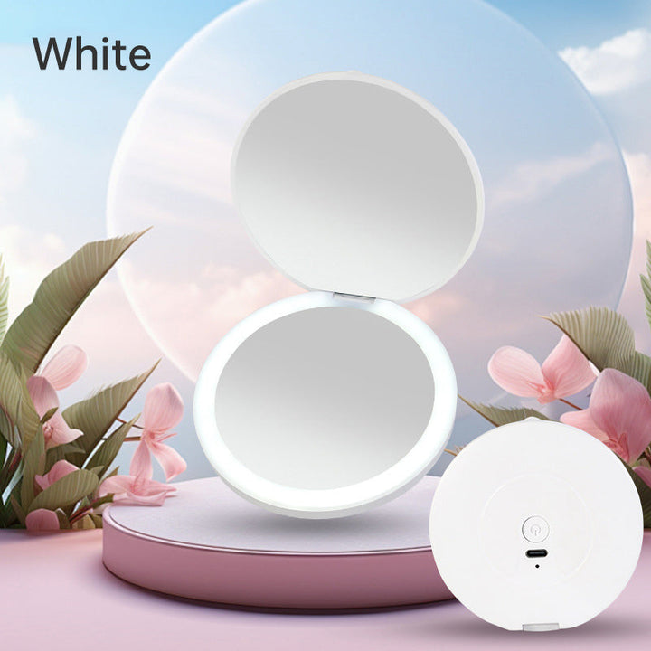 Mini LED Makeup Mirror — Dual Illuminated Surfaces for Travel