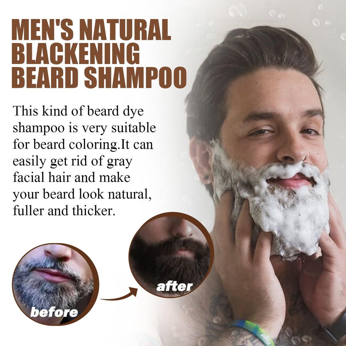 Beard Darkening Shampoo for Gray Hair in 5 Minutes