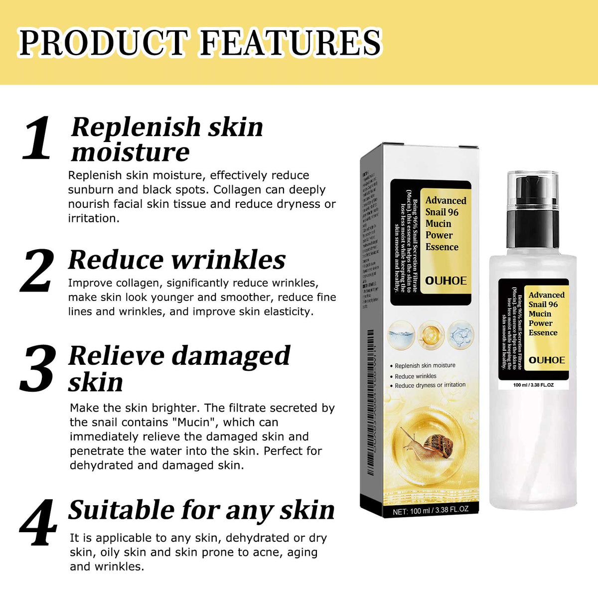 Snail 96 Mucin Essence for Wrinkles and Dry Skin