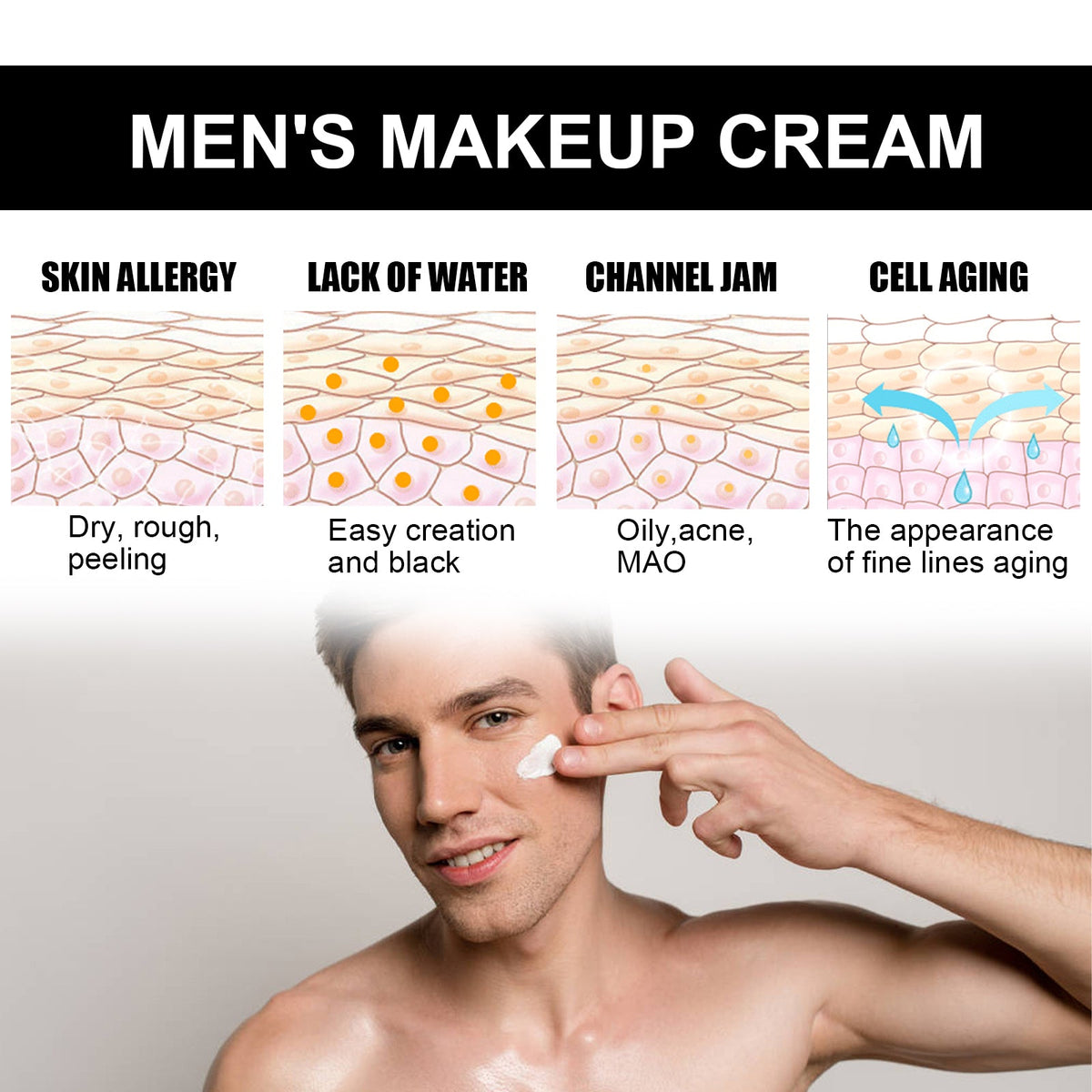 Men's Light Concealer Cream — Invisible Pores & Flawless Skin