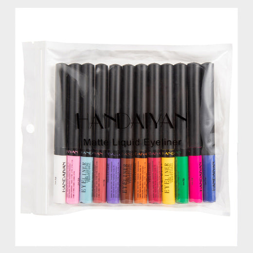 12-Color Matte Liquid Eyeliner Set for Vivid Looks
