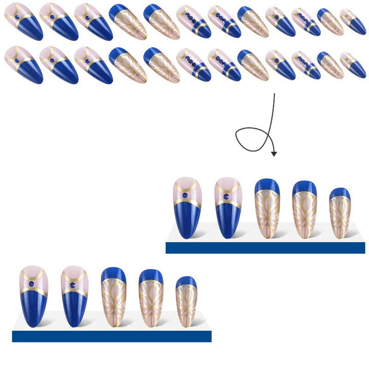 Palace Diamond Press-On Nails — 24-Piece Gold Foil Set