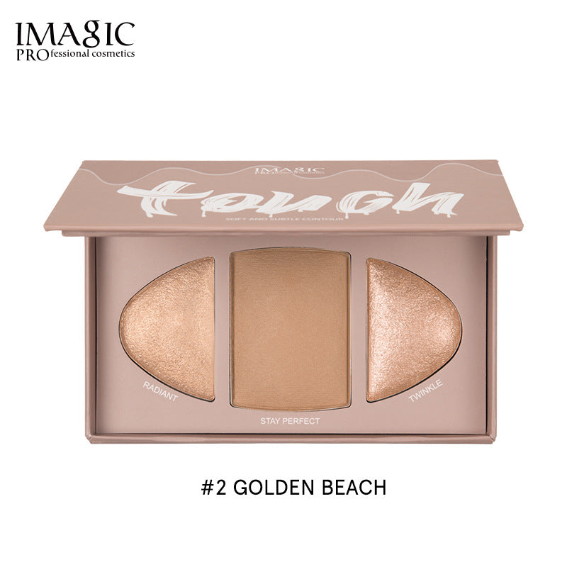 Three-Pan Face Highlighter Palette for Dimensional Glow