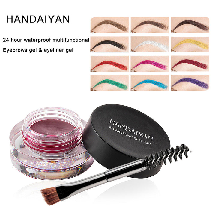 Waterproof Eyebrow Gel & Eyeliner Cream, 12 Colors