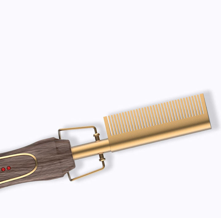 2‑in‑1 Electric Hot Comb Straightener & Curling Iron