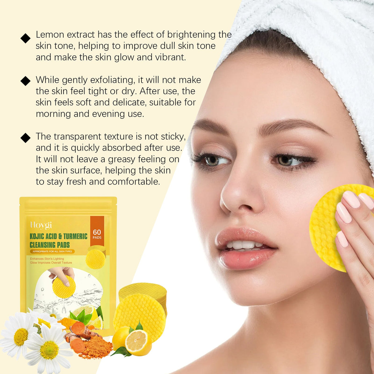 Kojic Acid & Turmeric Cleansing Pads – Brightening