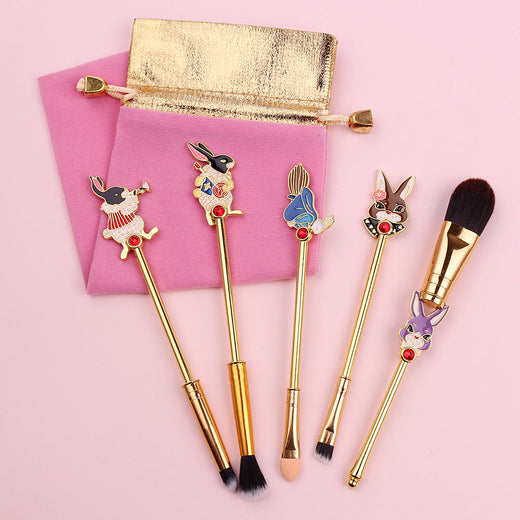 Alice in Wonderland Enamel Rabbit 5-Piece Makeup Brush Set