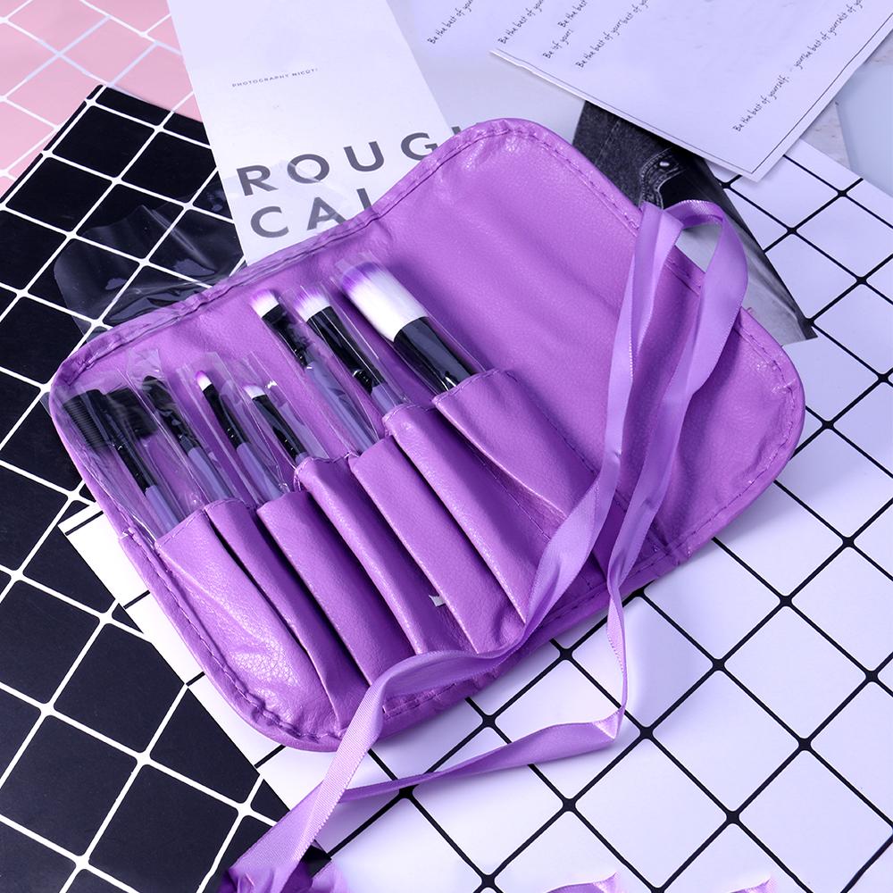 7‑Piece Makeup Brush Set — Soft Bristles, Roll‑Up Case