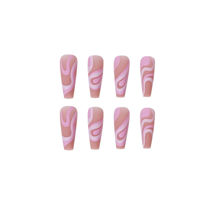 Rose Swirl Press-On Nails for Salon-Style Pink Glam