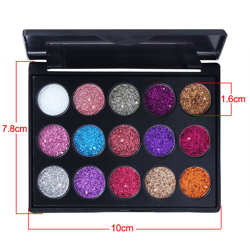 15-Color Glitter Eyeshadow Palette for Bold Eye Looks