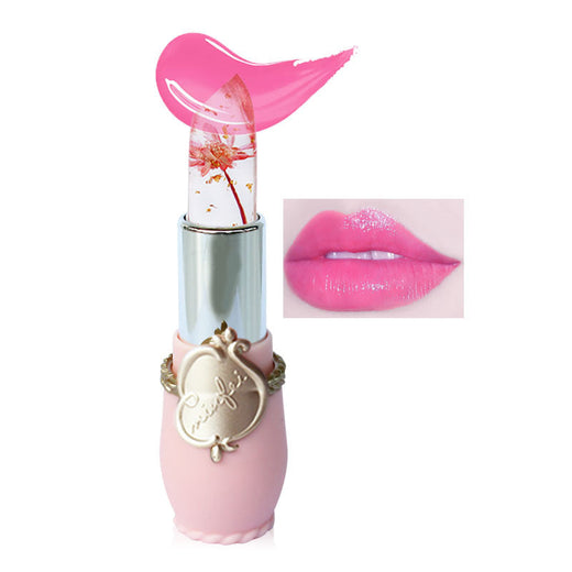 Flower Jelly Lipstick for Glossy Pink-Tinted Lips and Makeup