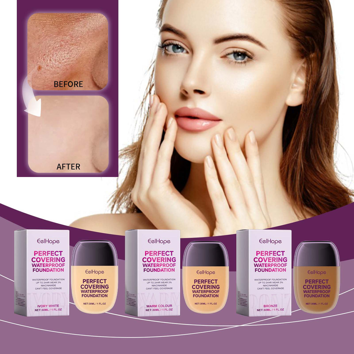 Liquid Foundation With Waterproof 24-Hour Coverage