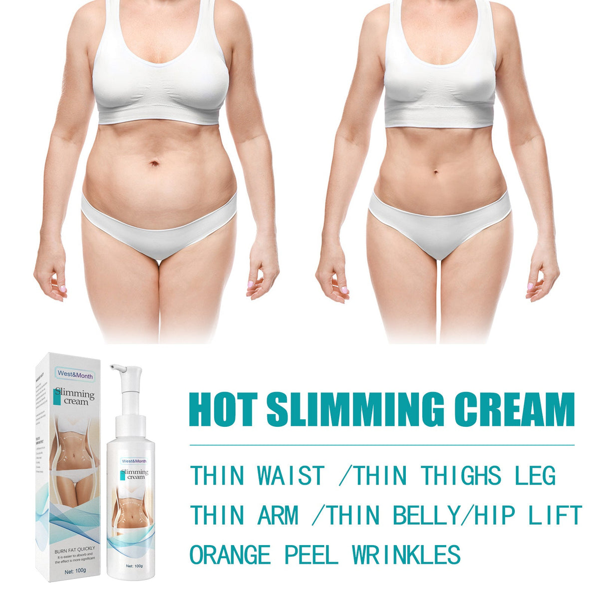 Toning Cream for Belly & Thighs - Firming Massage Gel
