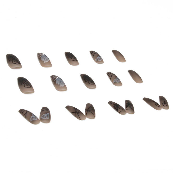 Long Press-On Nails for Dramatic Butterfly Nail Art