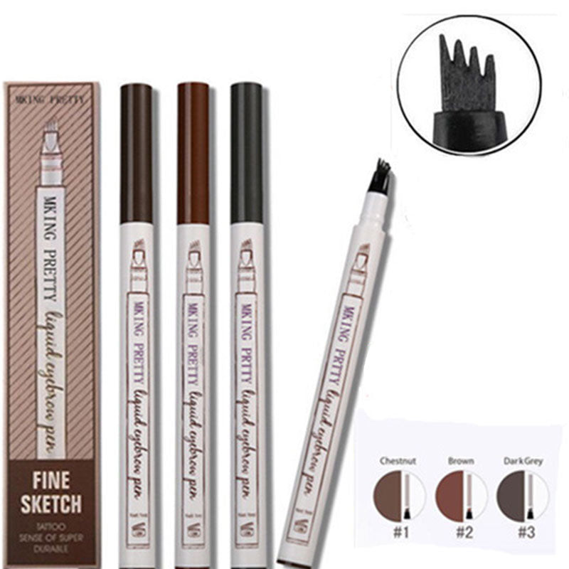 Four-Prong Eyebrow Pen for Natural Hair-Like Strokes