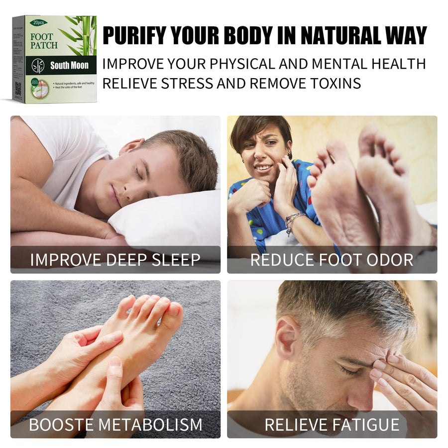Bamboo Charcoal Foot Patches for Sleep & Stress Relief