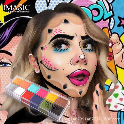 12-Color Face and Body Paint Palette for Bold Art