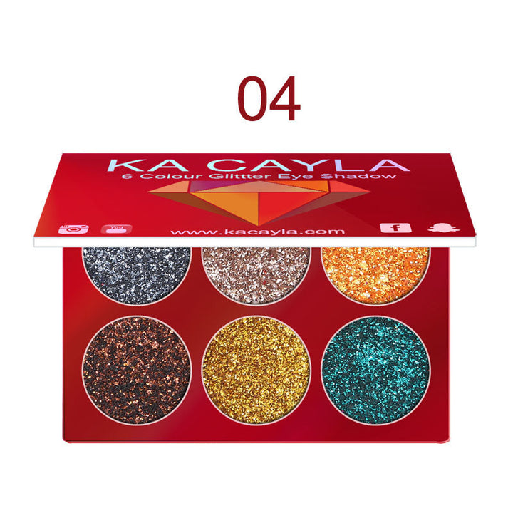 6-Color Glitter Eyeshadow Palette for Dramatic Eye Looks