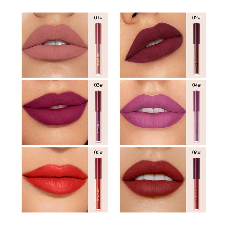 Velvet Matte Lip Glaze Set – Six Waterproof Shades