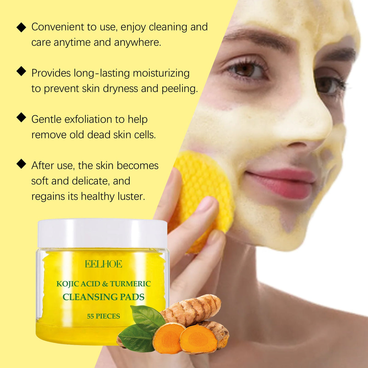 Turmeric Kojic Acid Cleansing Pads for Brighter Skin