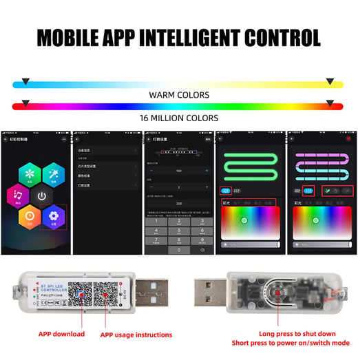 Car LED Strip Lights — Music-Sync Interior RGB, App +