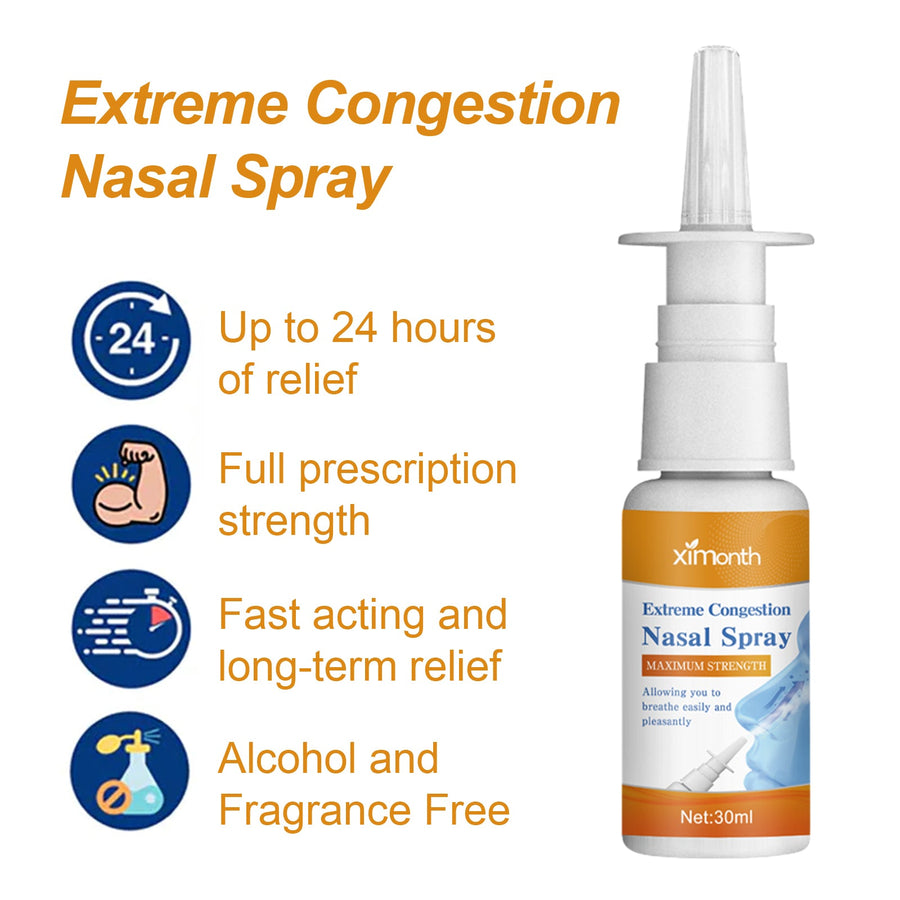 Nasal Congestion Spray — 24‑Hour Relief, Maximum Strength