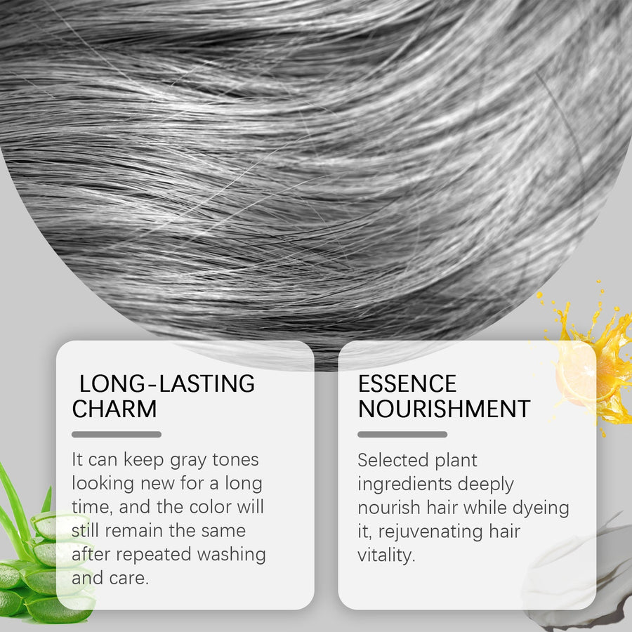 Silver Gray Hair Color Cream for Long-Lasting Cool Tone