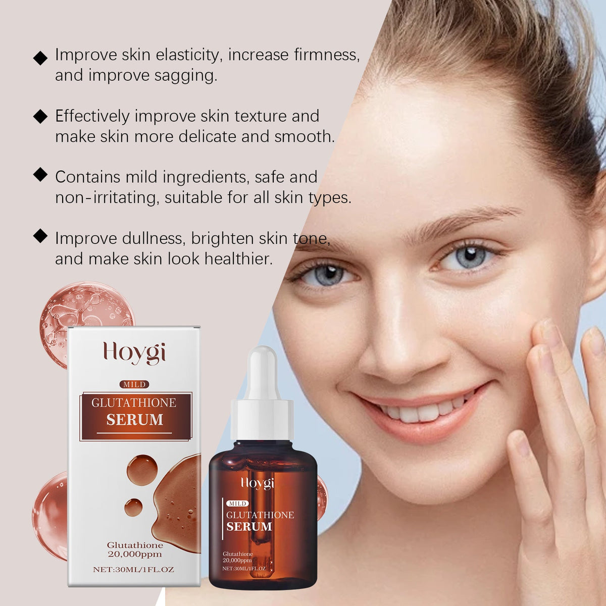 Glutathione Facial Serum 20,000ppm Brightening Elasticity