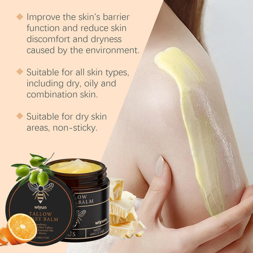 Beef Tallow Honey Cream for Deep Non-Sticky Hydration