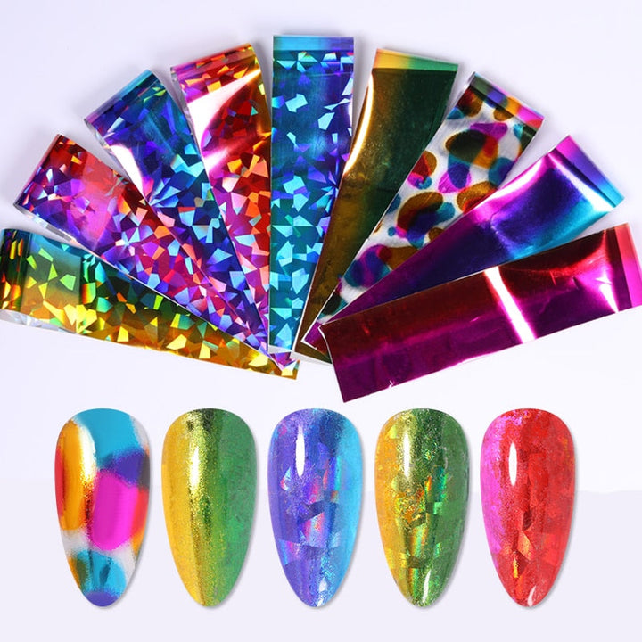 Holographic Nail Foil Transfer Stickers — 24-50 Sparkly