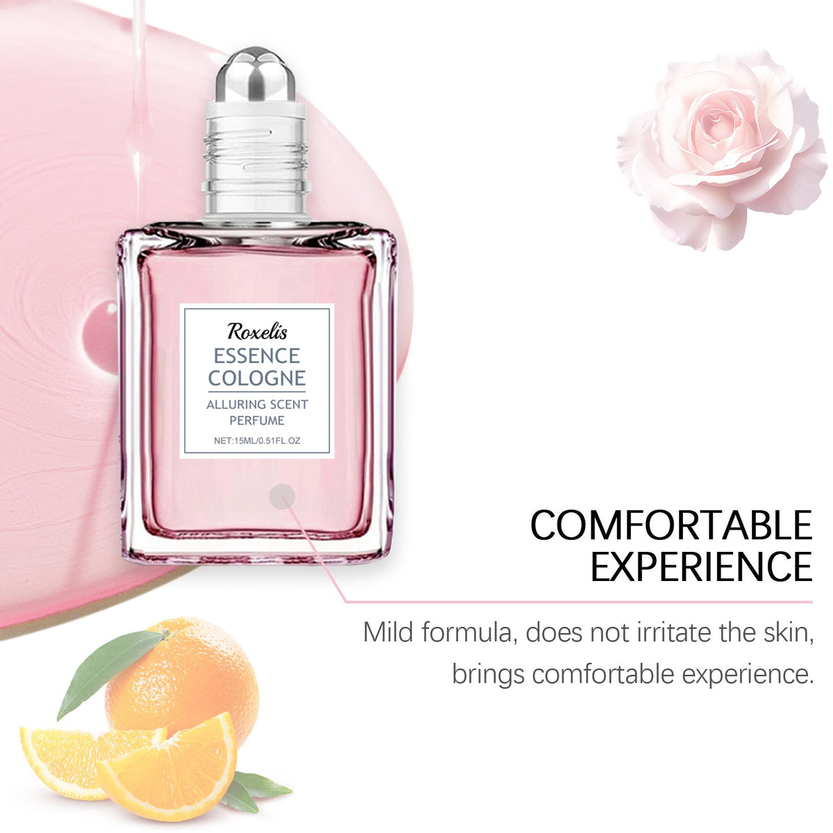 Rose Fragrance Perfume, Portable 15ml Everyday Scent