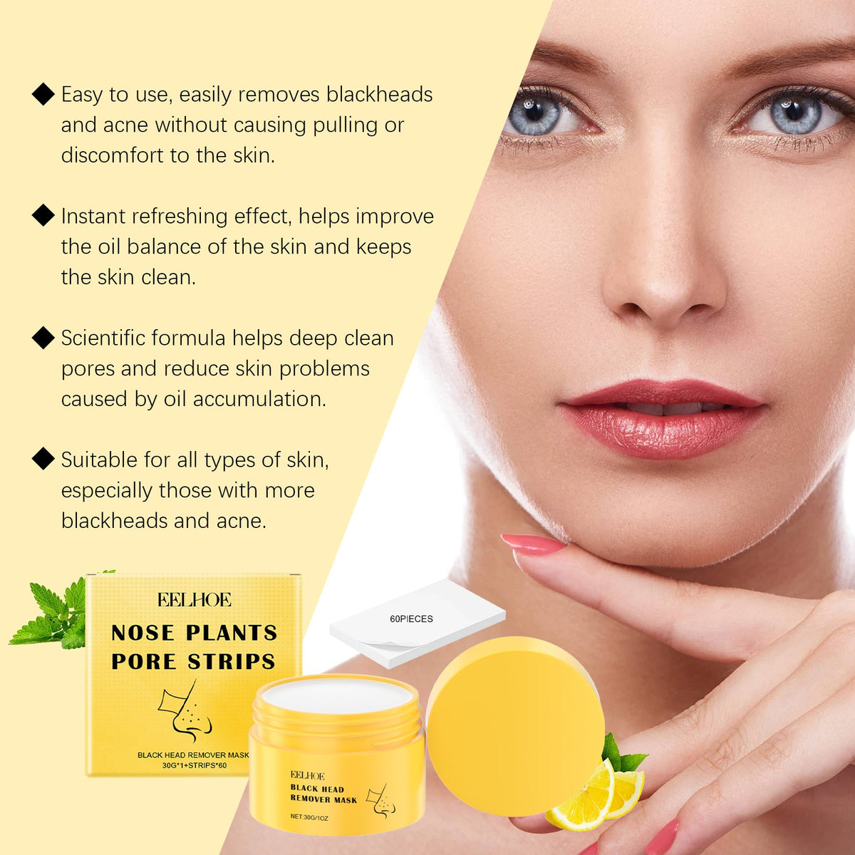 Blackhead Cleansing Nose Mask With 60 Pore Strips