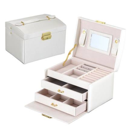 Jewelry Box Organizer with Mirror & Lock — Velvet Interior