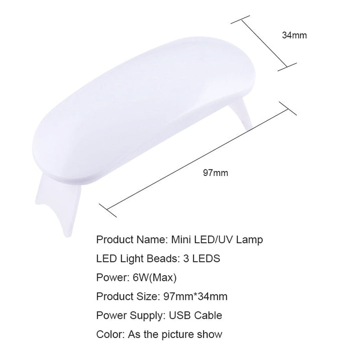 6W UV LED Nail Lamp – Fast Gel Curing, Portable USB Charging
