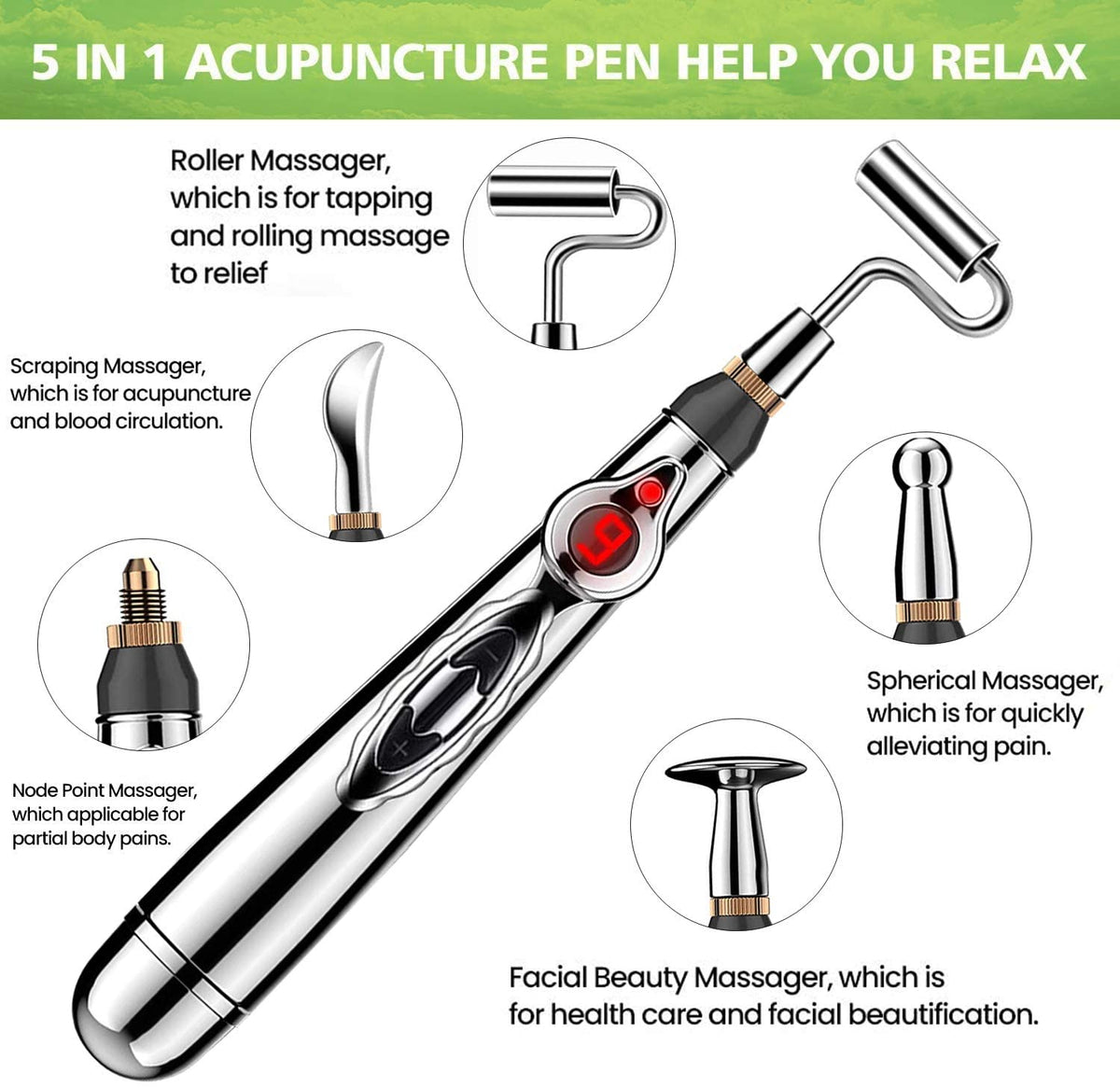 5-in-1 Electronic Acupuncture Pen — Drug-Free Pain Relief