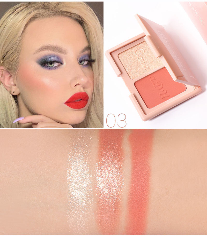 Two-Tone Blush Highlighter Palette for Sculpted Glow