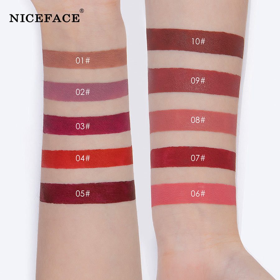 10-Color Matte Lip Glaze Set With Soft Mousse Finish