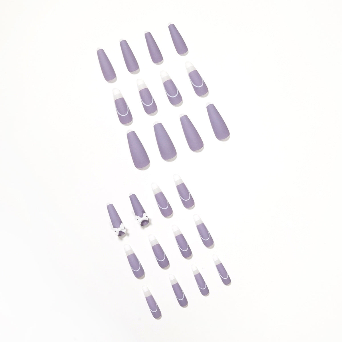 Lavender French Tip Press-On Nails With Bow Accents