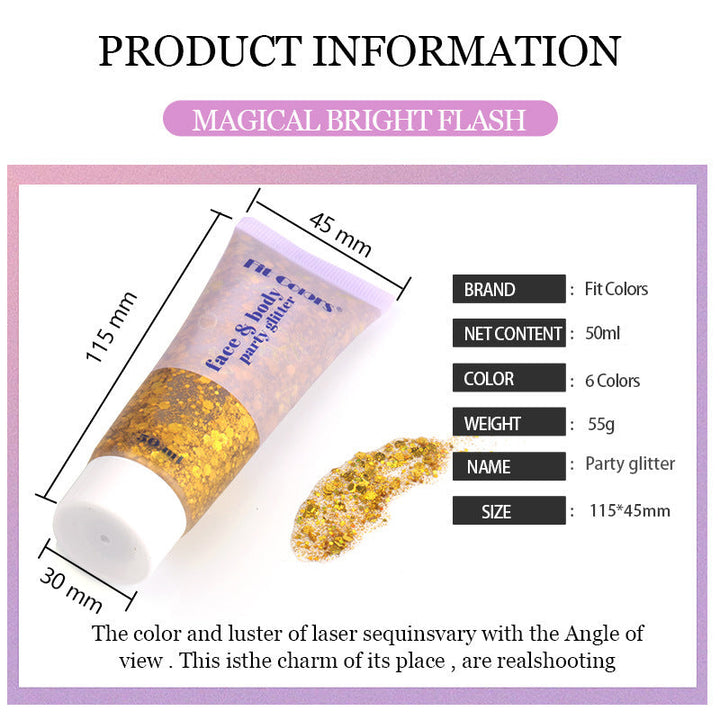 Face & Body Glitter Gel Makeup for Dazzling Sparkle