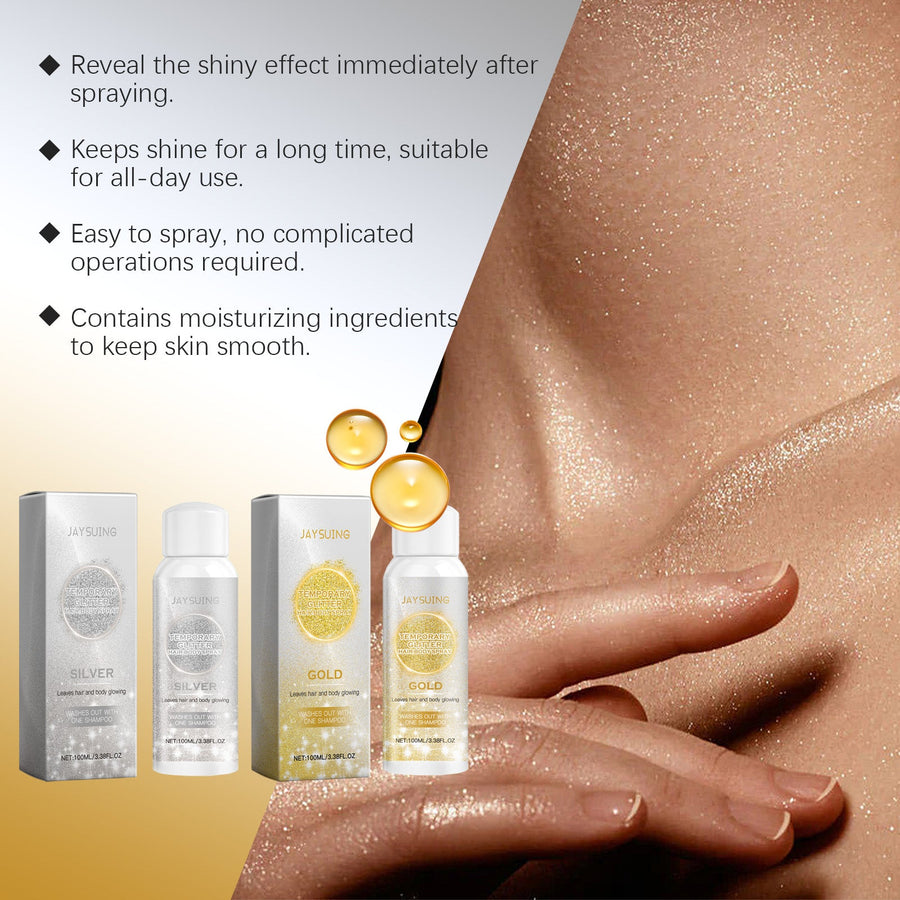 Body Glitter Spray for Instant Gold & Silver Shine