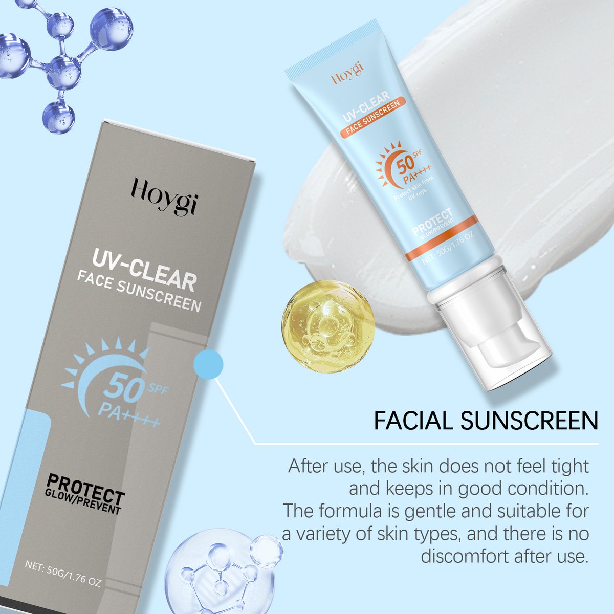 Hoygi SPF 50 Face Sunscreen - Non-Sticky Daily Protection