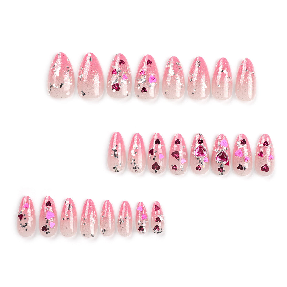 Press-On Nail Set with 3D Cross & Charm Art — Expressive
