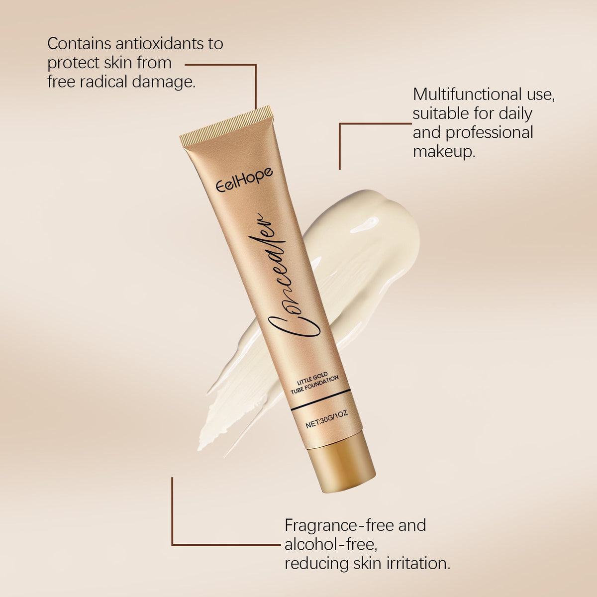 Foundation Concealer Gold Tube for Natural Coverage