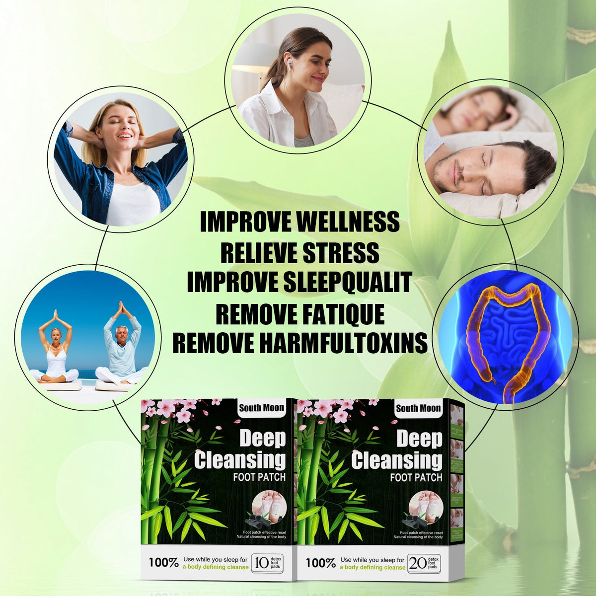 Natural Herbal Foot Patch Dehumidifying Foot Massage, Reliev
