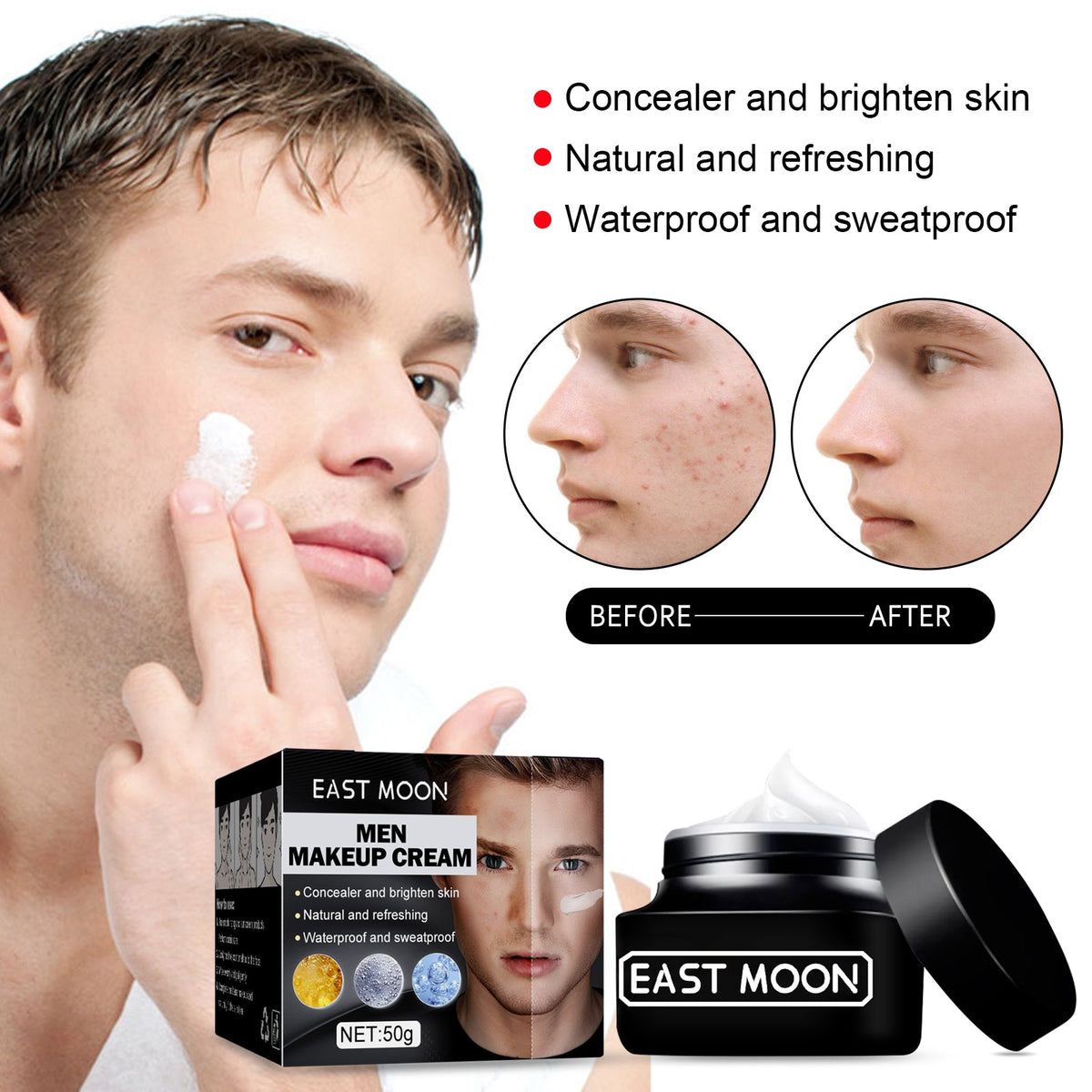 Men's Concealer Cream for Acne, Redness & Dark Circles